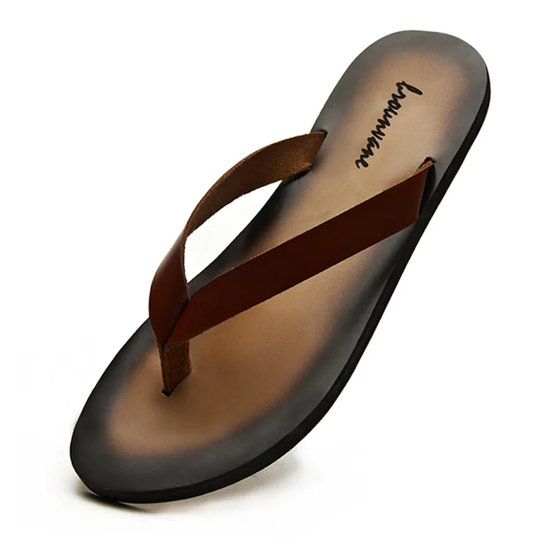 Clássico couro genuíno dos hom - Flip Flop Leather Men avaliação e preço